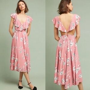 NWT Yumi Kim by Anthropologie Darby Floral Bouquet Deep V Wrap Midi Dress $248